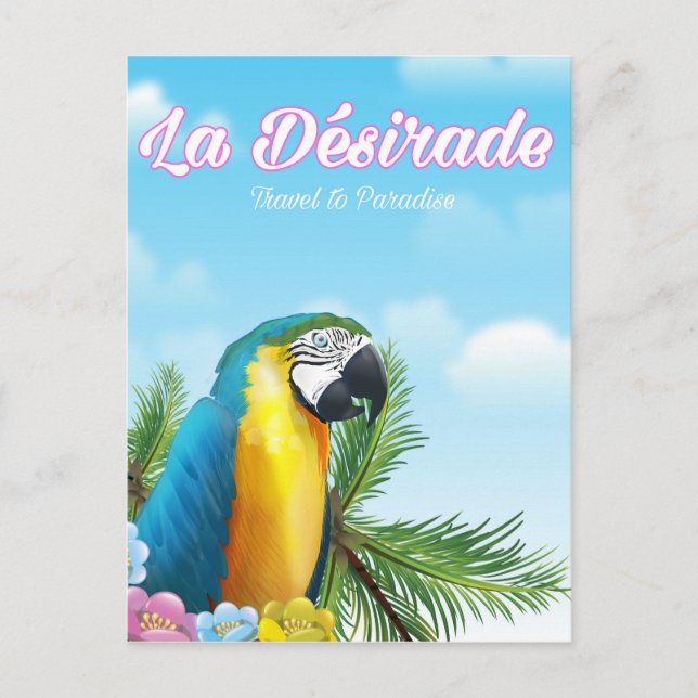Postal Cartel de viaje de loro de La Désirade (Anverso)