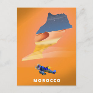 Postal Cartel de viaje de mapa ilustrado de Marruecos.