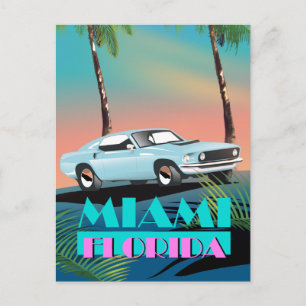 Postal Cartel de viaje de Miami Florida años 80
