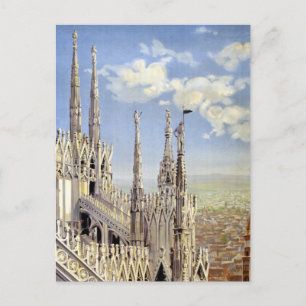 Postal Cartel de viaje de Milán Italia Vintage