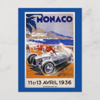 Cartel de viaje de Mónaco, carrera automovilística
