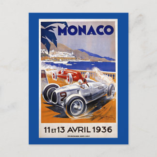 Postal Cartel de viaje de Mónaco, carrera automovilística
