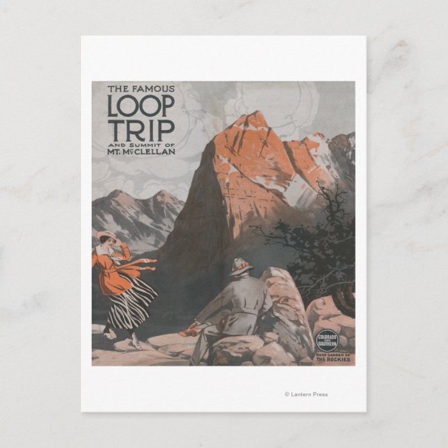 Postal Cartel de viaje de Mt. McClellan y Loop (Anverso)