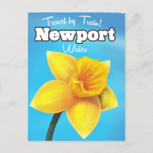 Postal Cartel de viaje de Newport Wales narciso vintage