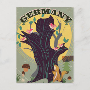 Postal Cartel de viaje de paisaje de dibujos animados vin