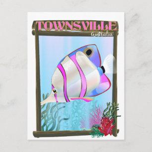 Postal Cartel de viaje de peces tropicales de Townsville