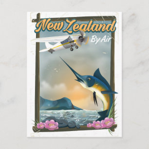 Postal Cartel de viaje de pesca en Nueva Zelanda