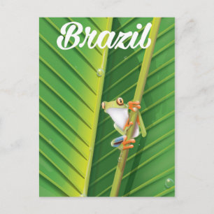 Postal cartel de viaje de rana arborícola del bosque lluv