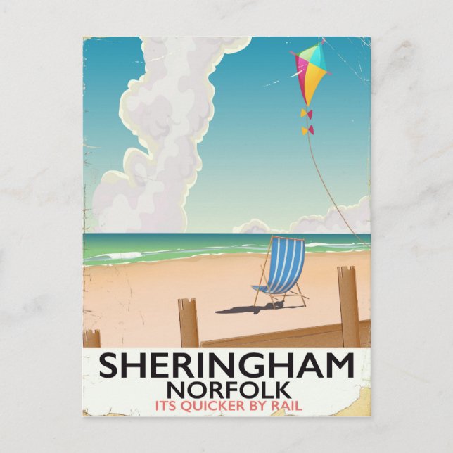 Postal Cartel de viaje de Sheringham Norfolk Beach (Anverso)