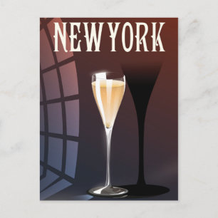 Postal Cartel de viaje de vino de Nueva York