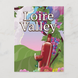 Postal cartel de viaje de vino del valle del Loira
