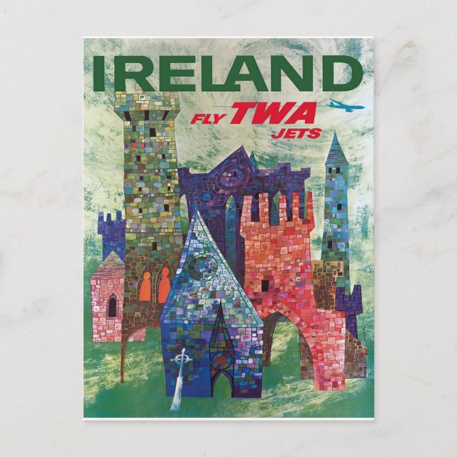 Postal Cartel de viaje de Vintage Ireland 1960 (Anverso)
