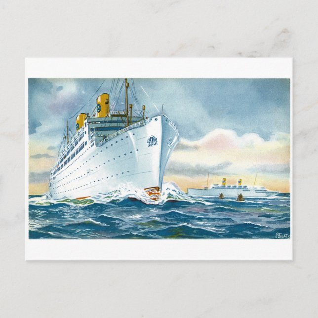 Postal Cartel de viaje de vintage Ocean Liners (Anverso)