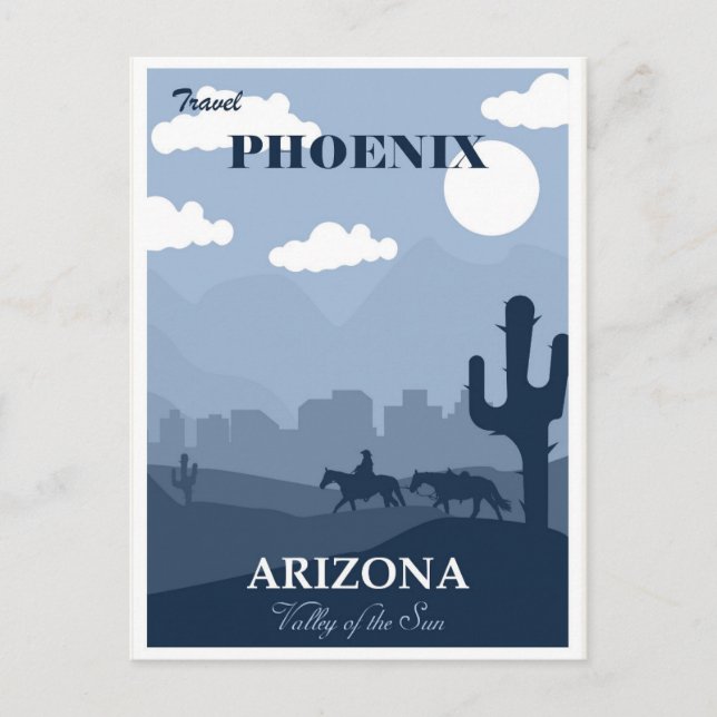 Postal Cartel de viaje de Vintage Phoenix Arizona (Anverso)