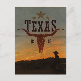 Postal Cartel de Viaje de Vintage Texas Cowboy