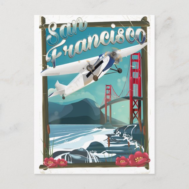 Postal Cartel de viaje de vuelo a San Francisco (Anverso)