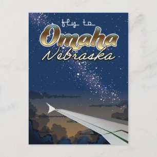 Postal Cartel de viaje de vuelo vintage de Omaha, Nebrask