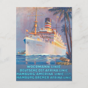 Postal Cartel de viaje de Woermann-Linie Alemania Vintage