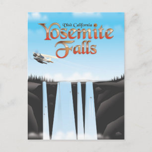 Postal Cartel de viaje de Yosemite Falls California