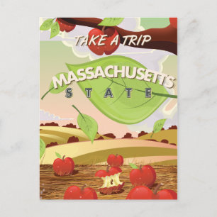 Postal Cartel de viaje del árbol de manzana del estado de