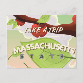 Postal Cartel de viaje del árbol de manzana del estado de