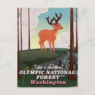 Postal Cartel de viaje del Bosque Nacional Olímpico EE. U