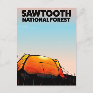 Postal Cartel de viaje del Bosque Nacional Sawtooth