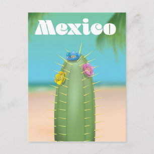 Postal Cartel de viaje del cactus de México