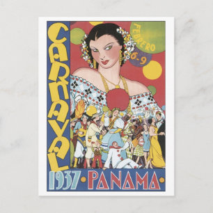 Postal Cartel de Viaje del Carnaval de Panamá de 1937