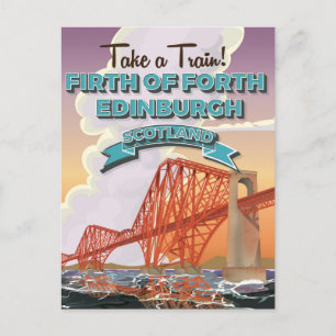 Postal Cartel de viaje del cuarto puente de Escocia.