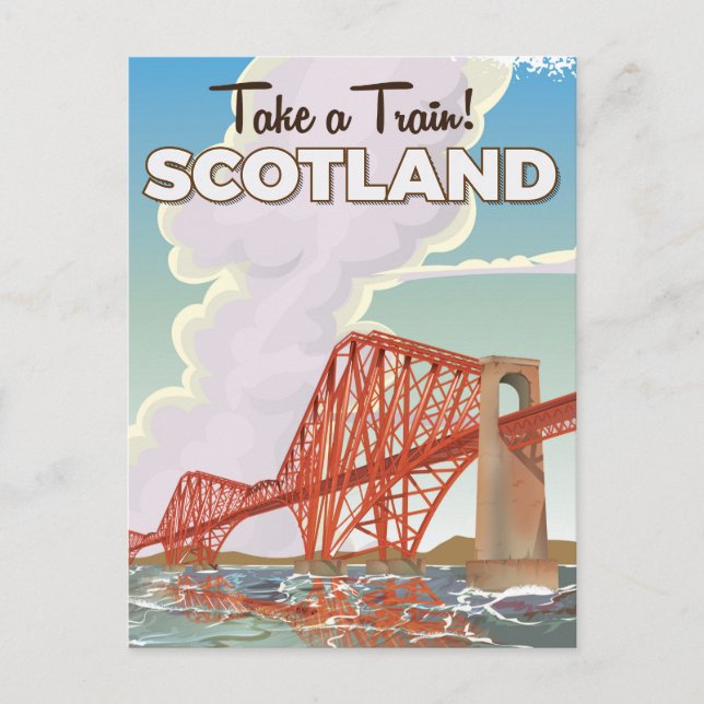 Postal Cartel de viaje del cuarto puente de Escocia. (Anverso)