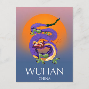 Postal Cartel de viaje del dragón de Wuhan China