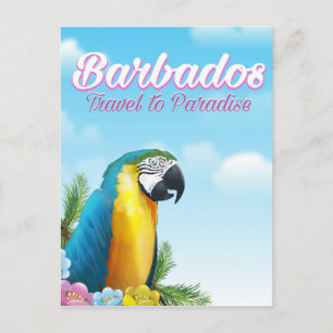 Postal Cartel de viaje del loro de Barbados