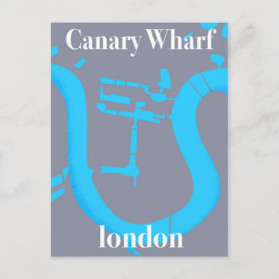 Postal cartel de viaje del mapa de canary wharf london