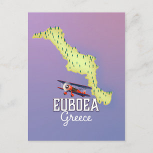 Postal Cartel de viaje del mapa de Eubea Grecia