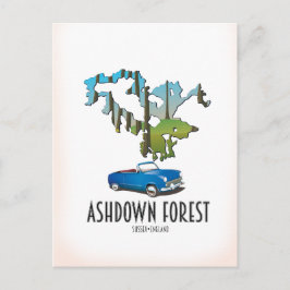 Postal cartel de viaje del mapa del bosque de ashdown sus