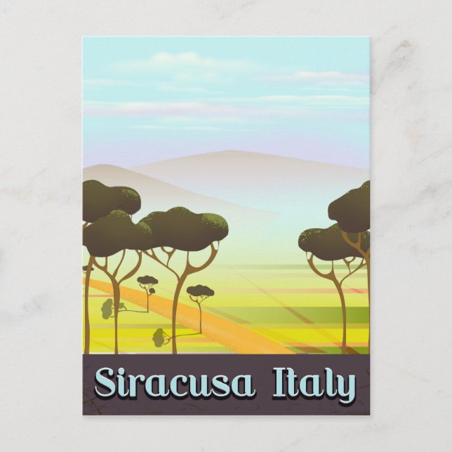 Postal Cartel de viaje del paisaje de Siracusa Italia. (Anverso)