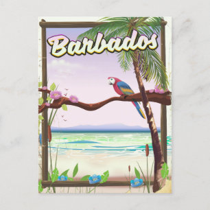 Postal Cartel de viaje del paisaje del loro de Barbados