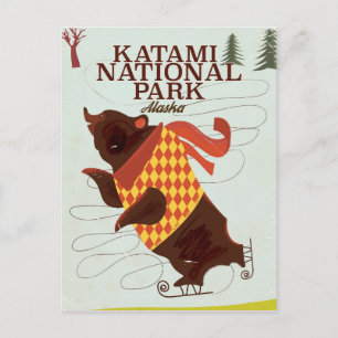 Postal Cartel de viaje del Parque Nacional Katami Alaska 