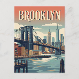 Postal Cartel de viaje del puente del horizonte de Brookl