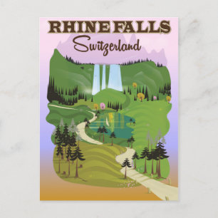 Postal Cartel de viaje del salto del Rin Suiza