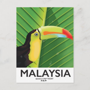 Postal Cartel de viaje del tucán de Malasia