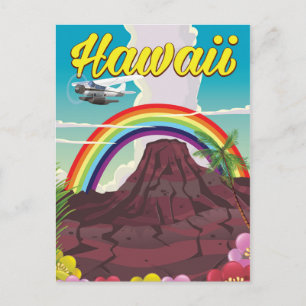 Postal cartel de viaje del volcán arcoíris de Hawaii