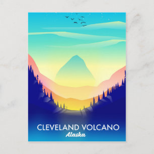 Postal Cartel de viaje del volcán Cleveland Alaska