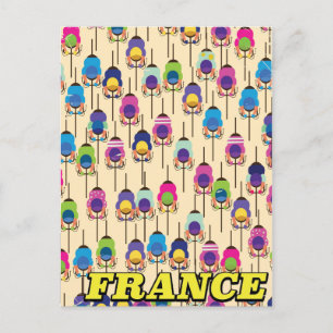 Postal cartel de viaje en bicicleta a Francia