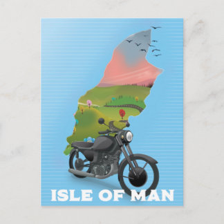 Postal Cartel de viaje en moto de la Isla de Man