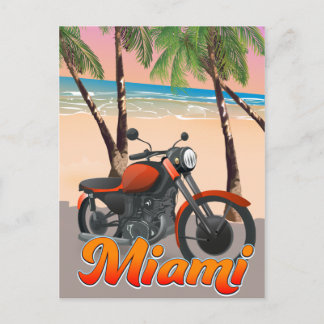 Postal Cartel de viaje en moto por Miami