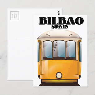 Postal Cartel de viaje en tranvía de Bilbao España