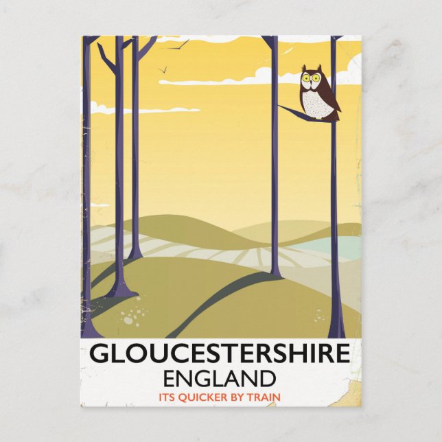 Postal Cartel de viaje en tren de Gloucestershire, Inglat (Anverso)