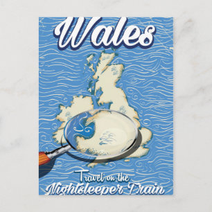 Postal cartel de viaje en tren Nightsleeper de Gales